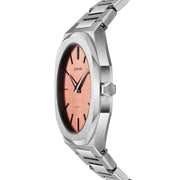D1 Milano Ultra Thin Salmon Pink Dial Silver Steel Strap Watch for Men - D1-UTBJ26