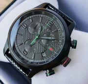 Gucci G Timeless Chronograph Black Dial Black Leather Strap Watch For Men - YA126244