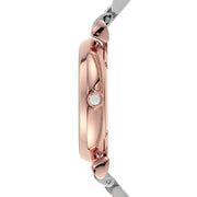 Emporio Armani Gianni T Bar White Dial Two Tone Steel Strap Watch For Women - AR80035
