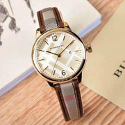 Burberry The Classic Gold Dial Brown Leather Strap Watch for Women - BU10114
