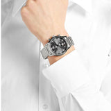 Hugo Boss Aeroliner Chronograph Black Dial Silver Steel Strap Watch for Men - 1513181