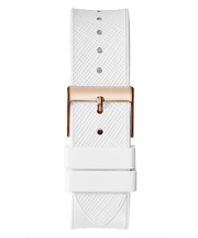 Guess Raven Diamonds Rose Gold Dial White Silicone Strap Watch for Women - GW0105L3