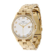 Marc Jacobs Henry Diamonds White Dial Gold Steel Strap Watch for Women - MBM3045