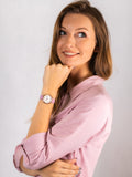 Emporio Armani Kappa Mother Of Pearl White Dial Pink Leather Strap Watch For Women - AR11130
