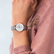 Emporio Armani Gianni T Bar White Dial Two Tone Steel Strap Watch For Women - AR1926