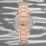 Michael Kors Layton Three Hand Pink Dial Rose Gold Steel Strap Watch For Women - MK6848