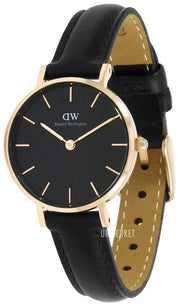 Daniel Wellington Classic Petite Sheffield Black Dial Black Leather Strap Watch For Women - DW00100224