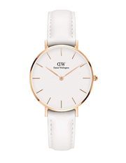 Daniel Wellington Petite Bondi White Dial White Leather Strap Watch for Women - DW00100189