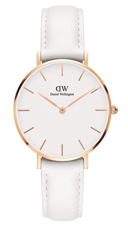 Daniel Wellington Petite Bondi White Dial White Leather Strap Watch for Women - DW00100189