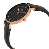 Daniel Wellington Classic Petite Reading Black Dial Black Leather Strap Watch For Women - DW00100167