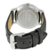 Daniel Wellington Dapper Reading Quartz White Dial Black Leather Strap Watch For Women - DW00100117