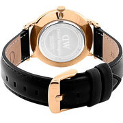Daniel Wellington Dapper Sheffield White Dial Black Leather Strap Watch For Men - DW00100092