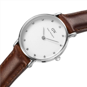Daniel Wellington Classy St Mawes White Dial Brown Leather Strap Watch For Women - DW00100067