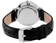 Daniel Wellington Classy Sheffield White Dial Black Leather Strap Watch For Women - DW00100080