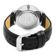 Daniel Wellington Classy Sheffield White Dial Black Leather Strap Watch For Women - DW00100080
