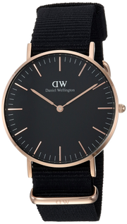 Daniel Wellington Classic Cornwall Black Dial Black NATO Strap Watch For Women - DW00100150
