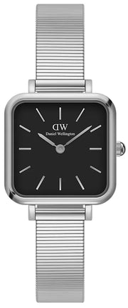 Daniel Wellington Quadro Studio Black Dial Silver Mesh Strap Watch For Women - DW00100522