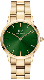 Daniel Wellington Iconic Link Emerald Green Dial Rose Gold Steel Strap Watch For Women - DW00100419