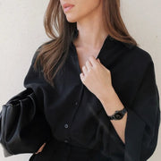 Daniel Wellington Iconic Link Ceramic Black Dial Black Steel Strap Watch For Women - DW00100415