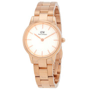 Daniel Wellington Iconic Link White Dial Rose Gold Steel Strap Watch for Women - DW00100213