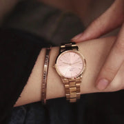 Daniel Wellington Iconic Link Pink Dial Rose Gold Steel Strap Watch For Women - DW00100333