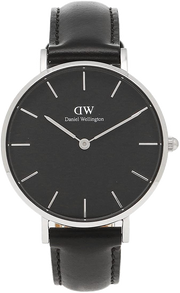 Daniel Wellington Petite Sheffield Black Dial Black Leather Strap Watch For Women - DW00100180