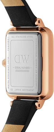 Daniel Wellington Quadro Sheffield Black Dial Black Leather Strap Watch For Women - DW00100435