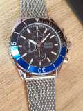 Hugo Boss Ocean Edition Chronograph Black Dial Silver Mesh Strap Watch for Men - 1513742