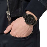 Emporio Armani Sportivo Chronograph Black Dial Brown Leather Strap Watch For Men - AR2462