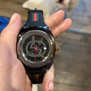 Gucci Sync Quartz Black Dial Black Rubber Strap Watch For Men - YA137301