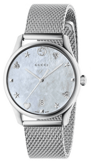 Gucci G-Timeless Mother of Pearl Dial Silver Mesh Bracelet Watch For Women - YA1264040