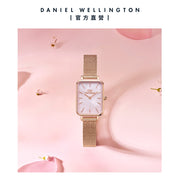 Daniel Wellington Quadro Pressed Melrose Pink Dial Pink Mesh Bracelet Watch For Women - DW00100510
