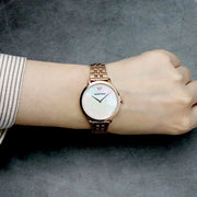 Emporio Armani Modern Mother of Pearl White Dial Rose Gold Steel Strap Watch for Women - AR11158