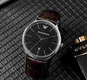 Emporio Armani Renato Quartz Black Dial Brown Leather Strap Watch For Men - AR11187
