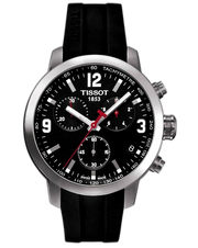Tissot PRC 200 Chronograph Black Dial Black Rubber Strap Watch for Men - T114.417.17.057.00