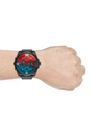Diesel Uber Chief Chronograph Red Dial Black Steel Strap Watch For Men - DZ7373