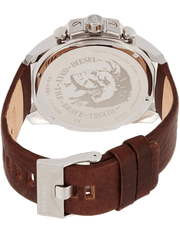 Diesel Mega Chief Chronograph Blue Dial Brown Leather Strap Watch For Men - DZ4281