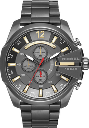 Diesel  Mega Chief Chronograph Grey Dial Grey Steel Strap Watch For Men - DZ4421