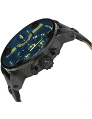 Diesel Little Daddy Blue Dial Black Leather Strap Watch For Men - DZ7257