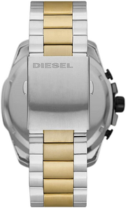 Diesel Mega Chief Chronograph Black Dial Two Tone Steel Strap Watch For Men - DZ4581