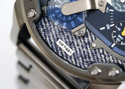 Diesel Big Daddy 2.0 Chronograph Blue Dial Grey Steel Strap Watch For Men - DZ7331
