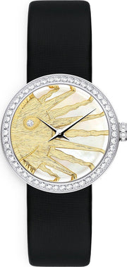 Dior La D De Dior Dior Rose Céleste Diamonds Mother of Pearl Dial Black Leather Strap Watch for Women - CD04711X1001 0000