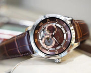 Bulova Classic Skeleton Automatic Brown Dial Brown Leather Strap Watch for Men - 96A120