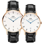 Daniel Wellington Dapper Reading White Dial Black Leather Strap Watch For Women - DW00100118