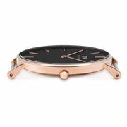 Daniel Wellington Classic Reading Black Dial Black Leather Strap Watch For Women - DW00100141