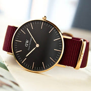 Daniel Wellington Classic Roselyn Black Dial Maroon Nylon Strap Watch For Women - DW00100273