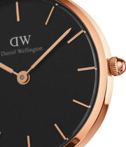 Daniel Wellington Classic Petite Bondi Black Dial White Leather Strap Watch For Women - DW00100285