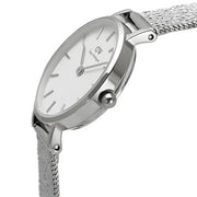 Daniel Wellington Classic Petite Sterling White Dial Silver Mesh Bracelet Watch for Women - DW00100442