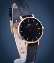 Daniel Wellington Classic Petite Reading Black Dial Black Leather Strap Watch For Women - DW00100223