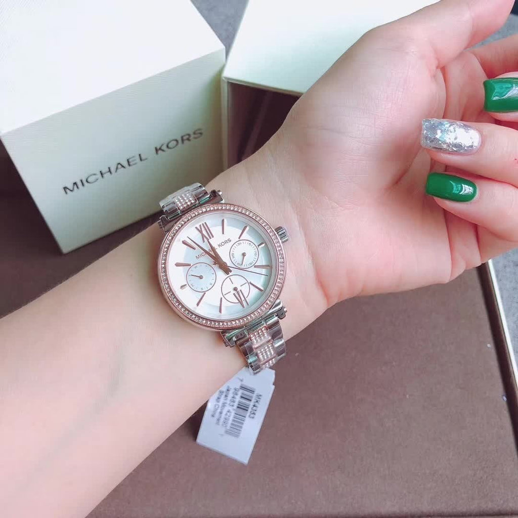 Michael Kors Sofie Chronograph White Dial Two Tone Steel Strap